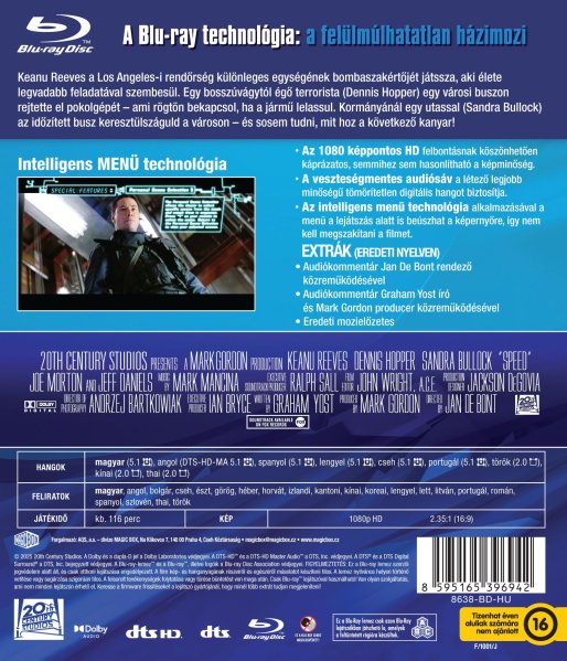 szczegóły Speed: Niebezpieczna prędkość - Blu-ray (maďarský obal)