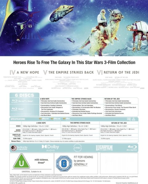 szczegóły Gwiezdne wojny 4-6: Nowa nadzieja / Imperium kontratakuje / Powrót Jedi - Blu-ray