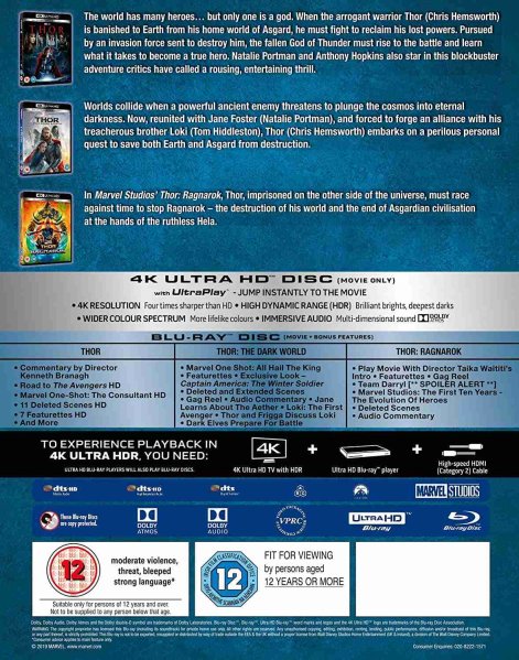 szczegóły Thor 1-3 Collection - 4K UHD Blu-ray + Blu-ray (6 BD) bez CZ podpory