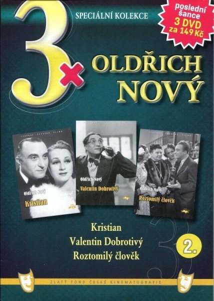 detail 3x Oldřich Nový 2: Kristian + Valentin Dobrotivý + Roztomilý člověk DVD pošetka