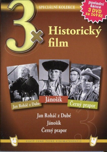 detail 3x Historický film: Jan Roháč z Dubé + Janosik Hetman Zbójnicki + Černý prapor DVD pošetka